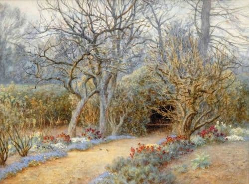 Allingham Helen Woodland Path Lined With Pansies And Campanula S.d. canvas print