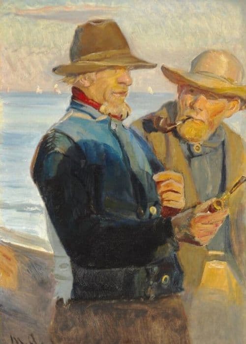 Ancher Anna Closing Time. Two Fishermen From Skagen Smoking A Pipe On The Beach canvas print
