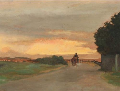 Ancher Anna Sunset With A Horseman canvas print