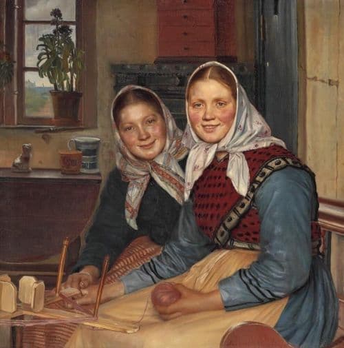 Ancher Anna Two Young Girls Talking To The Viewer canvas print
