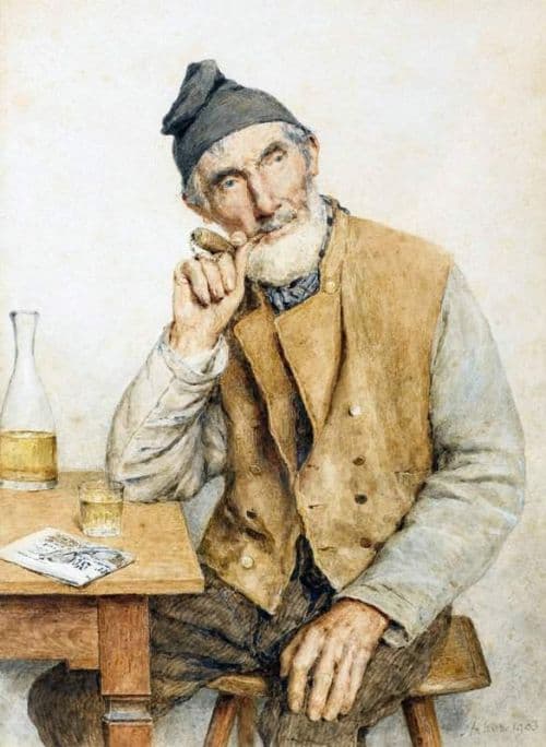 Anker Albert Bei Einem Glas Weisswein Sitzender Bauer Mit Pfeife 1903 canvas print