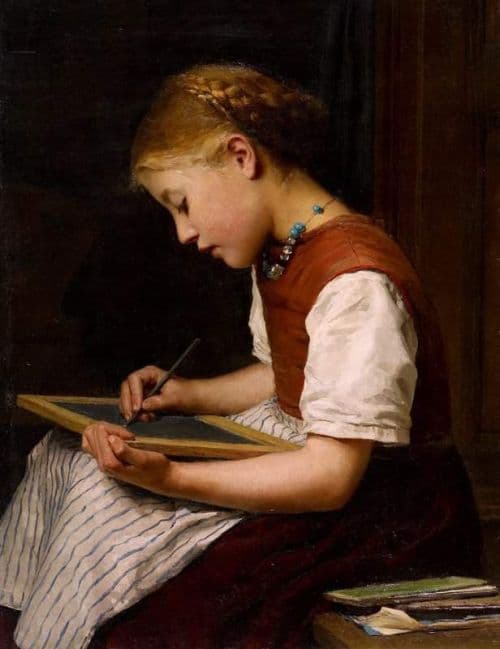 Anker Albert Schoolgirl With Homework canvas print