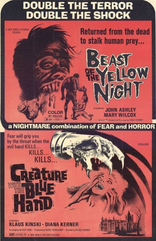Beast Of The Yellow Night And Creature With The Blue Hand Movie Poster canvas print