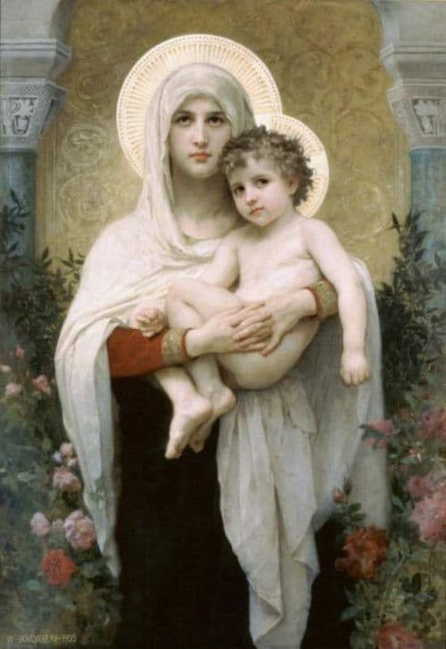 Bouguereau William Adolphe The Madonna Of The Roses canvas print