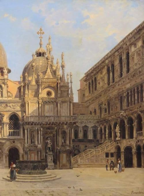 Brandeis Antonietta Courtyard Of The Doge S Palace Venice With The Giant S Staircase canvas print