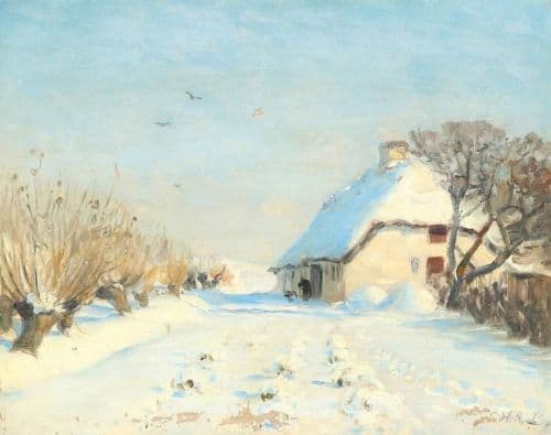 Brendekilde Hans Andersen Sunny Wintry Landscape With Farmhouse canvas print