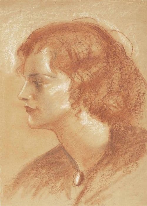 Brockhurst Gerald Leslie Portrait Head Study Probably Marguerite Folin In Profile To The Left canvas print
