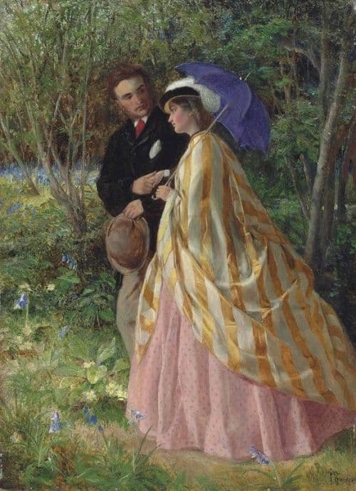Burgess John Bagnold Lovers Conversing In A Bluebell Wood canvas print
