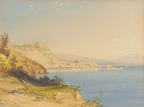 Callow William The Bay Of Naples Italy With Vesuvius Behind 1841 canvas print