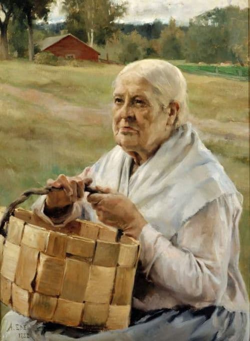 Edelfelt Albert Old Woman With A Splint Basket canvas print