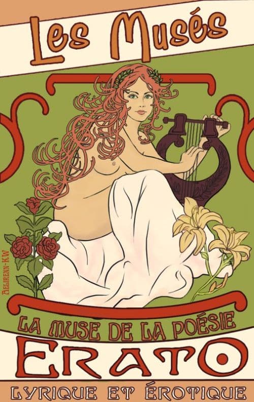 Erato Art Nouveau Poster By Aelirenn Kw canvas print