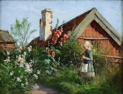 Fanny Brate Girl In A Blooming Garden 1885 canvas print