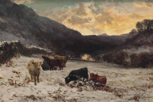 Farquharson David A Winter Afternoon In Glen Lyon Scotland 1880 canvas print