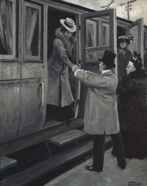 Fischer Paul A Young Woman Is Received At The Train canvas print