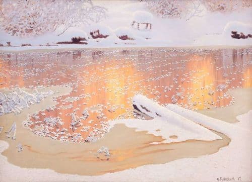 Fjaestad Gustaf Sun Reflections Over Winter Landscape canvas print