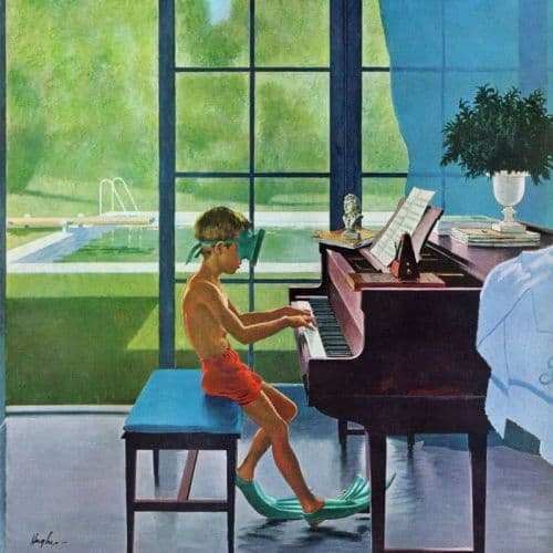 George Hughes Poolside Piano Practice 1960 canvas print
