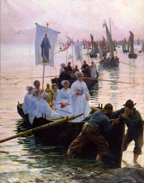 Guillou Alfred Arrival Of The Procession Of St. Anne From Fouesnant To Concarneau canvas print