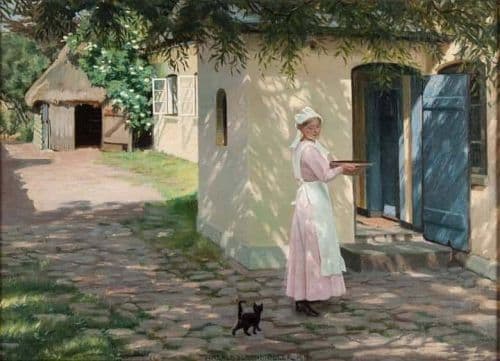Harald Slott-moller Woman On A Sunlit Farm 1916 canvas print