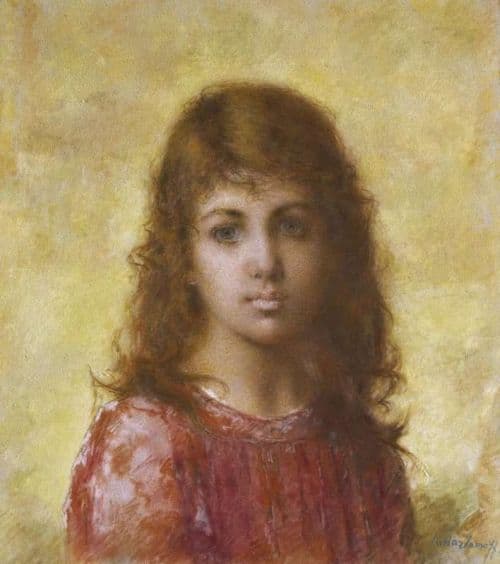 Harlamoff Alexei Alexeivich Portrait Of A Young Girl Against A Yellow Background canvas print