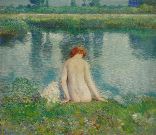Hassam Childe Bather And Cloud Reflections 1914 canvas print