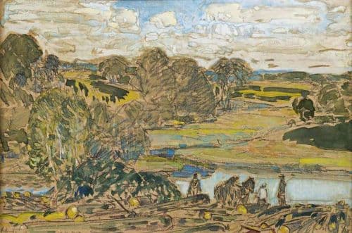 Hassam Childe Extensive Landscape With River 1917 canvas print