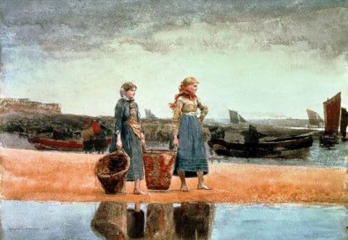 Homer Winslow Two Girls On The Beach Tynemouth 1881 canvas print