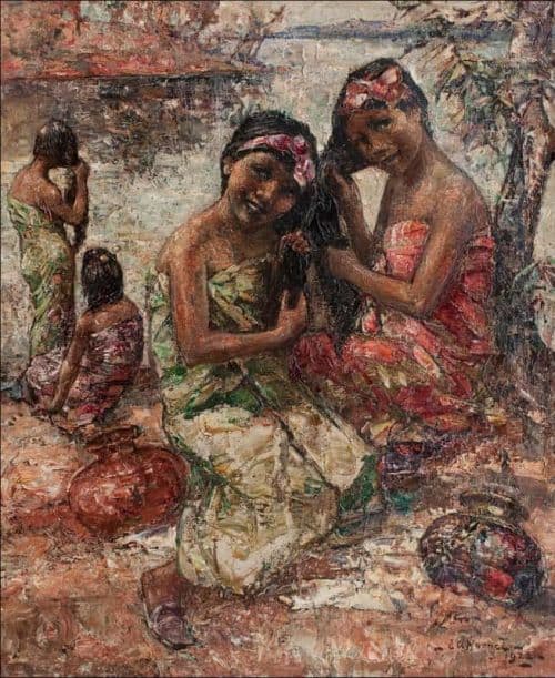 Hornel Edward Atkinson Burmese Girls Washing By The River 1922 canvas print