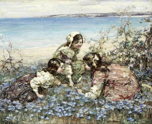 Hornel Edward Atkinson Picking Flowers Brighouse Bay 1919 canvas print