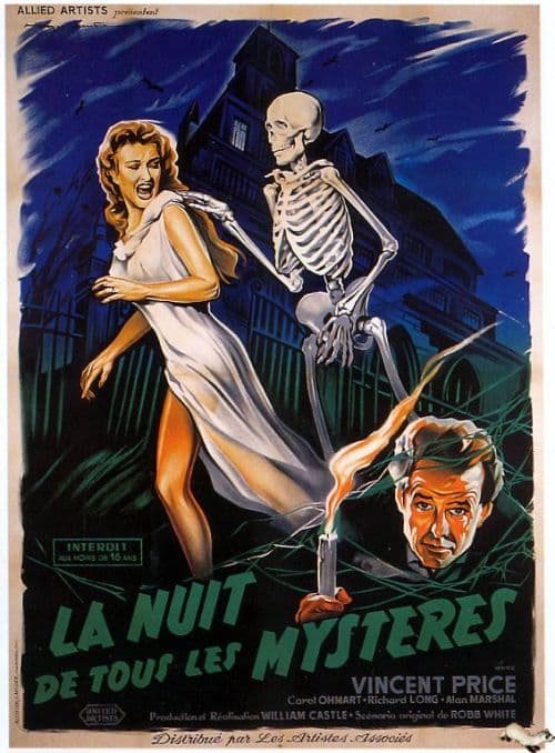 House On Haunted Hill 1958 France Movie Poster canvas print