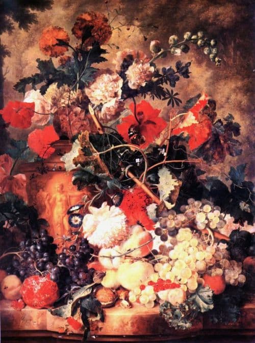 Huysum Jan Van Flowers And Fruit canvas print