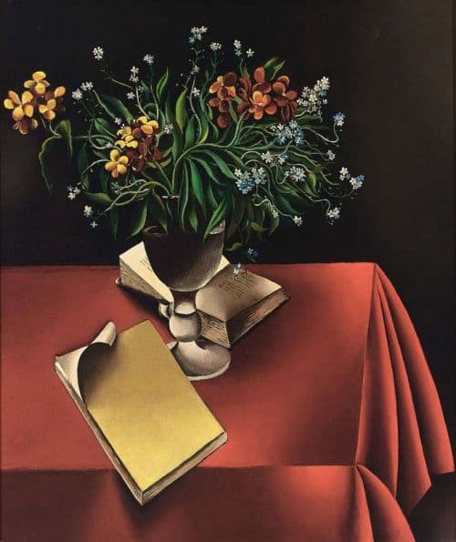 Hynckes Raoul Still Life With Flowers And Books 1929 canvas print