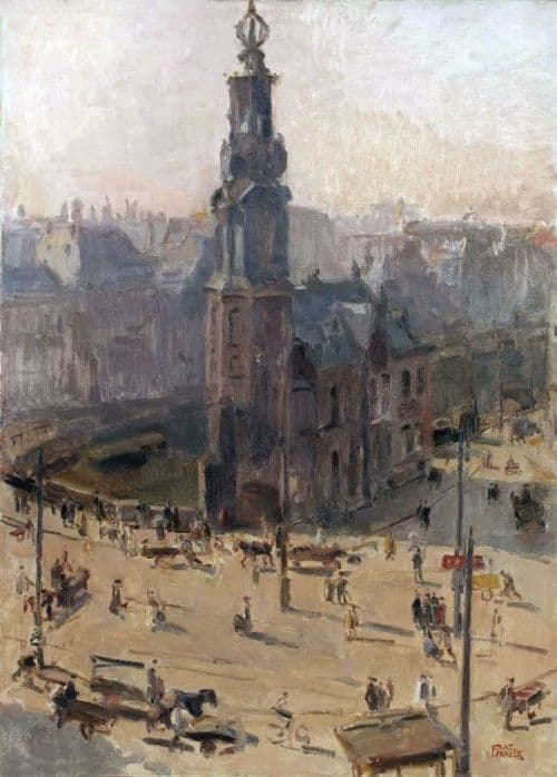 Israels Isaac View Of The Munttower Amsterdam 1918 canvas print