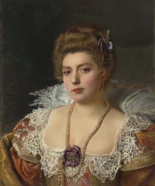 Jacquet Gustave Jean Portrait D Une Femme Portant Des Perle canvas print
