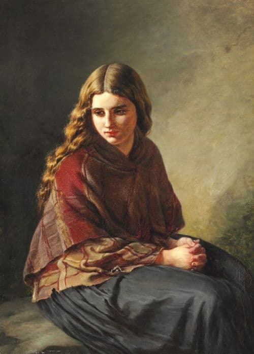 Jerichau Baumann Elisabeth Sitting Girl With Folded Hands canvas print