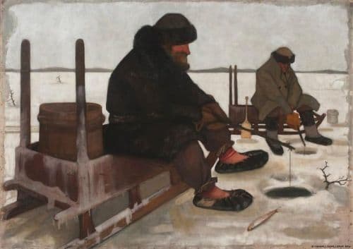 Juho Rissanen Winter Fishing Icefishing 1900 canvas print