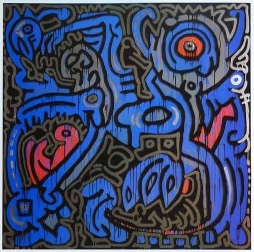 Keith Haring Untitled 1989   Blue canvas print