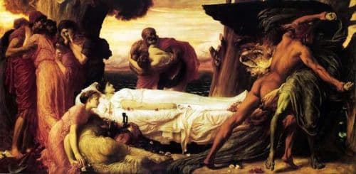 Leighton Frederic Hercules Wrestling With Death For The Body Of Alcestis 1869 71 canvas print