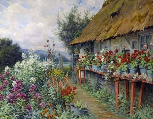 Louis Aston Knight Cottage Garden In Bloom Paris canvas print
