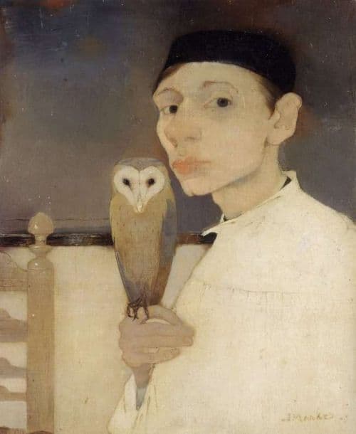 Mankes Jan Self Portrait With Owl canvas print