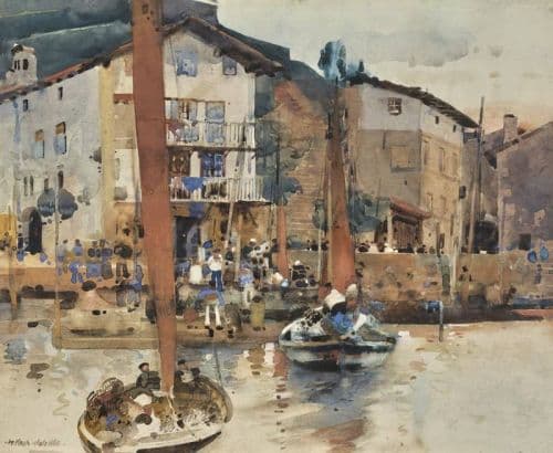 Melville Arthur A Spanish Fishing Village The Harbour At Puerta De Pasajes 1897 canvas print