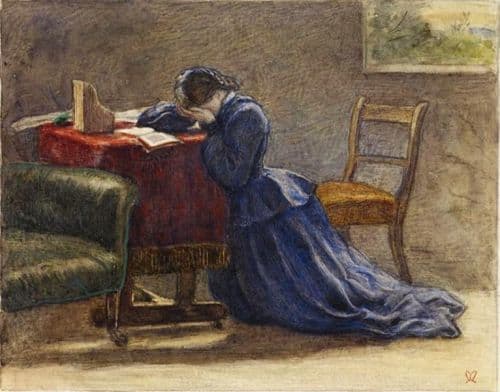 Millais John Everett A Wife   Face In Both Hands She Knelt On The Carpet 1860 63 canvas print