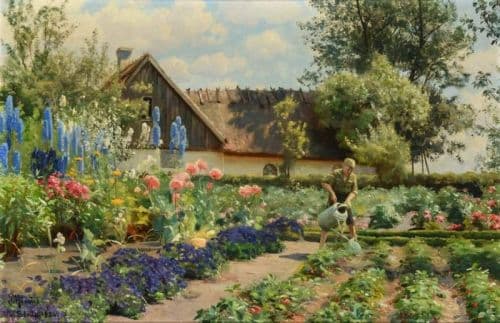 Monsted Peder A Summer S Day In The Farm Garden Sorup 1926 canvas print
