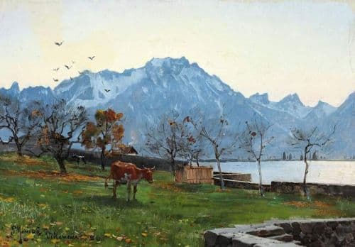 Monsted Peder Landscape From Villeneuve France 1886 canvas print