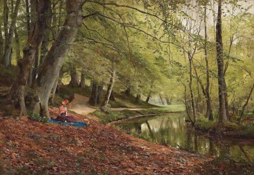 Monsted Peder Picnic In The Woods 1888 canvas print