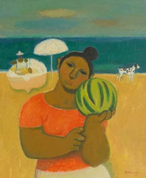 Morrocco Alberto Woman With Watermelon 1993 canvas print