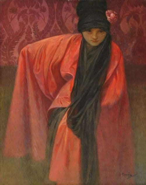 Mucha Alphonse D Vka V Ervenem After 1910 canvas print