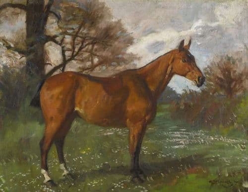 Munnings Alfred James A Hunter In A Meadow canvas print