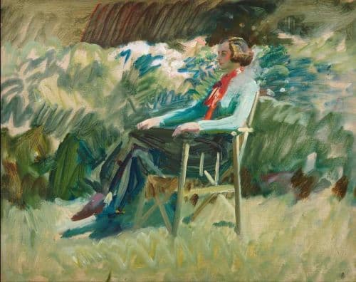 Munnings Alfred James Buzzie Finch In Munnings S Garden At Hamiltons Withypool Somerset 1912 canvas print