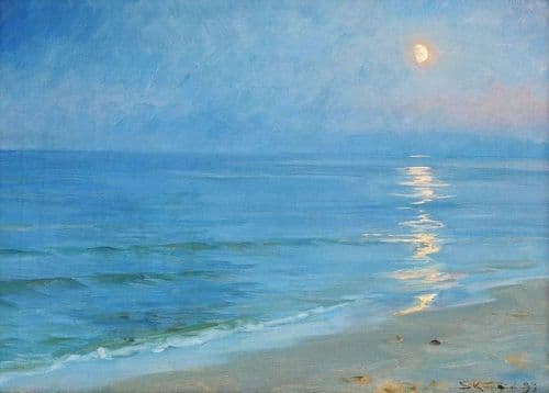 P. S. Kroyer Moonlight Over Skagen Beach Wide - 1899 canvas print