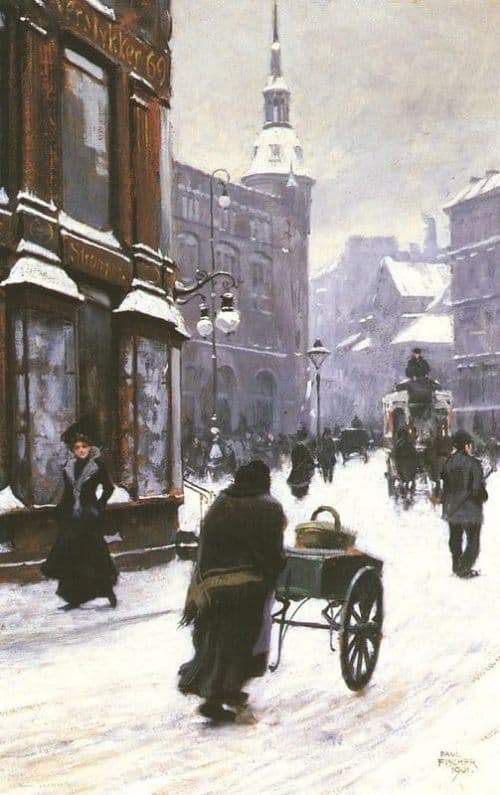 Paul Gustave Fischer A Street Scene In Winter Copenhagen 1901 canvas print